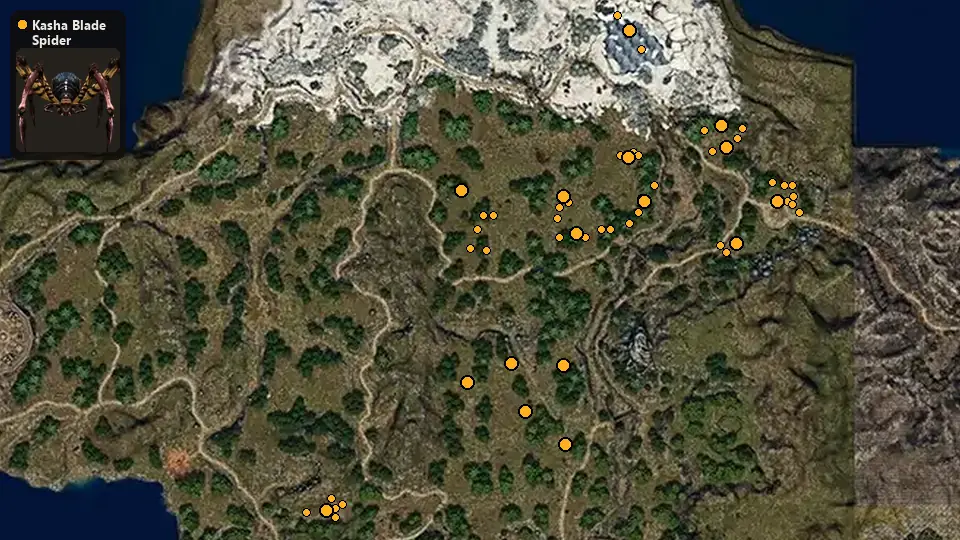 Map: where Kasha Blade Spider spawn