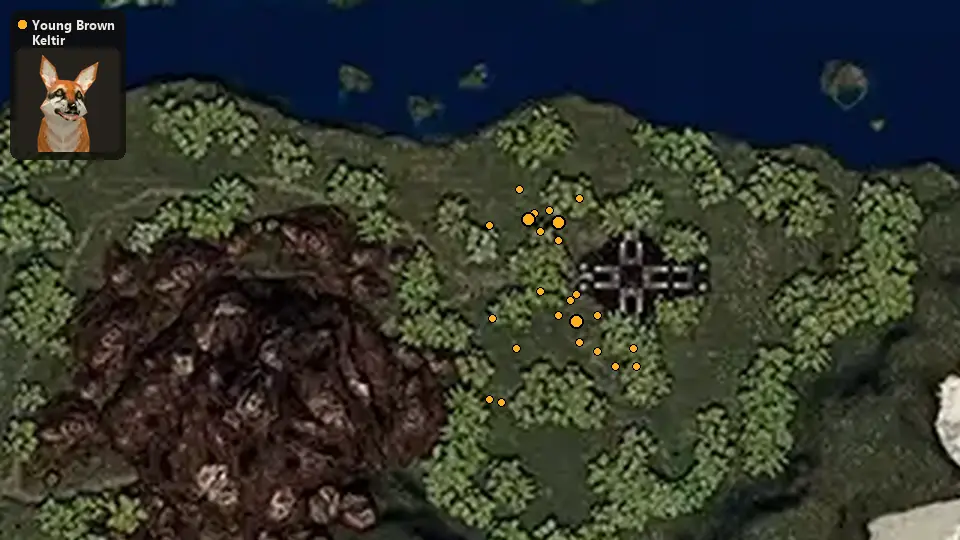 Map: where Young Brown Keltir spawn