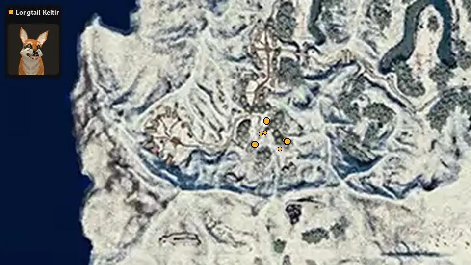 Map: where Longtail Keltir spawn