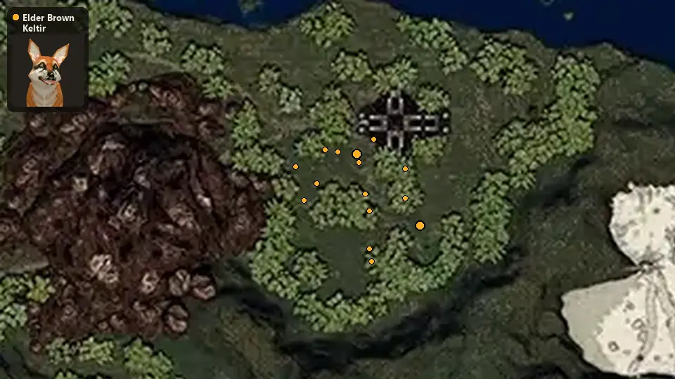 Map: where Elder Brown Keltir spawn