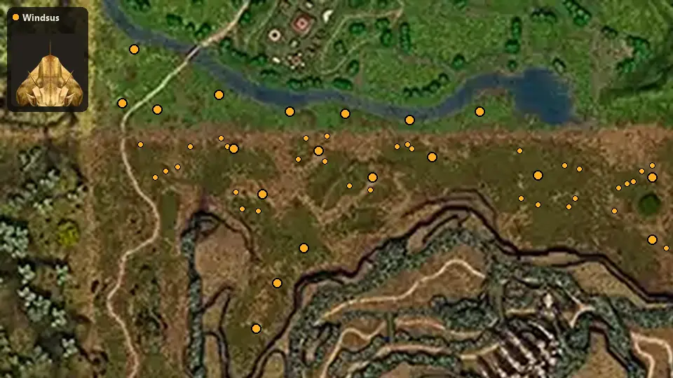 Map: where Windsus spawn