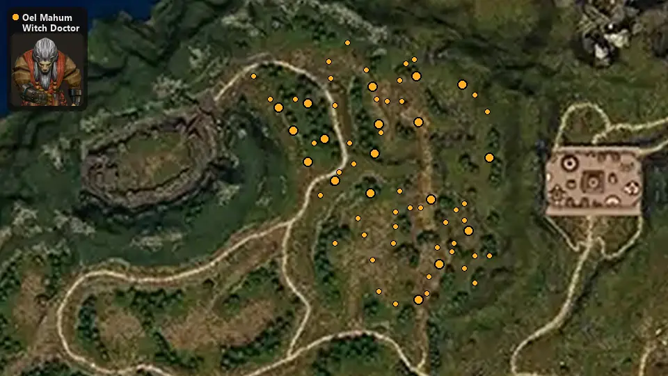 Map: where Oel Mahum Witch Doctor spawn