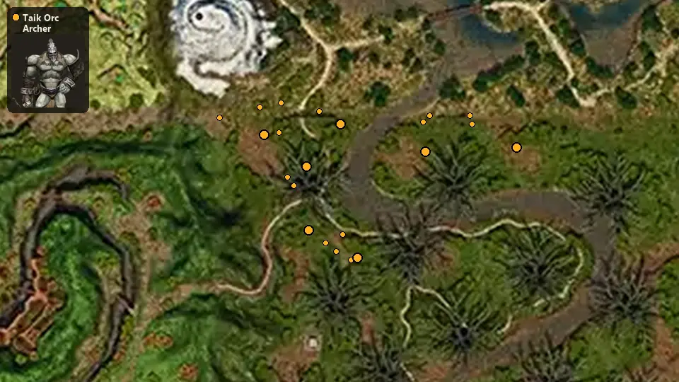 Map: where Taik Orc Archer spawn