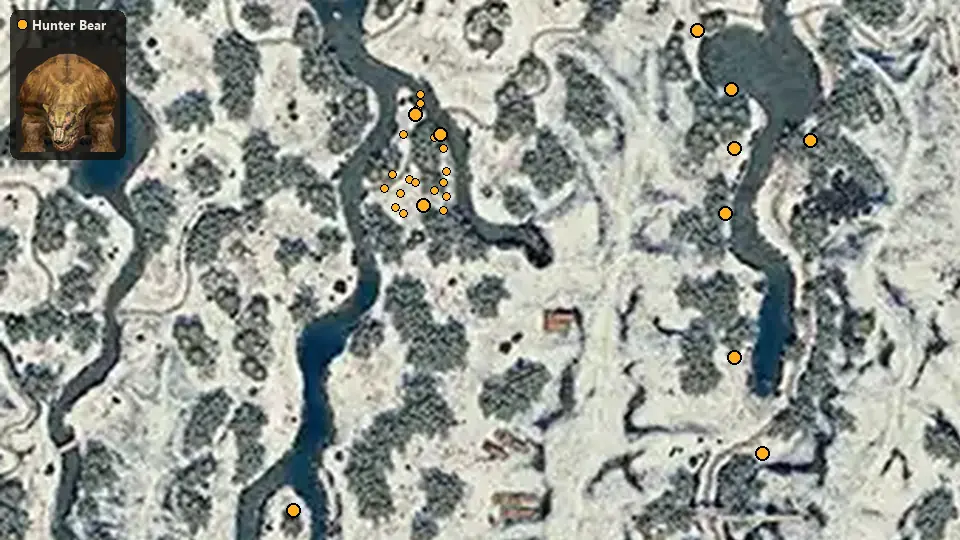 Map: where Hunter Bear spawn