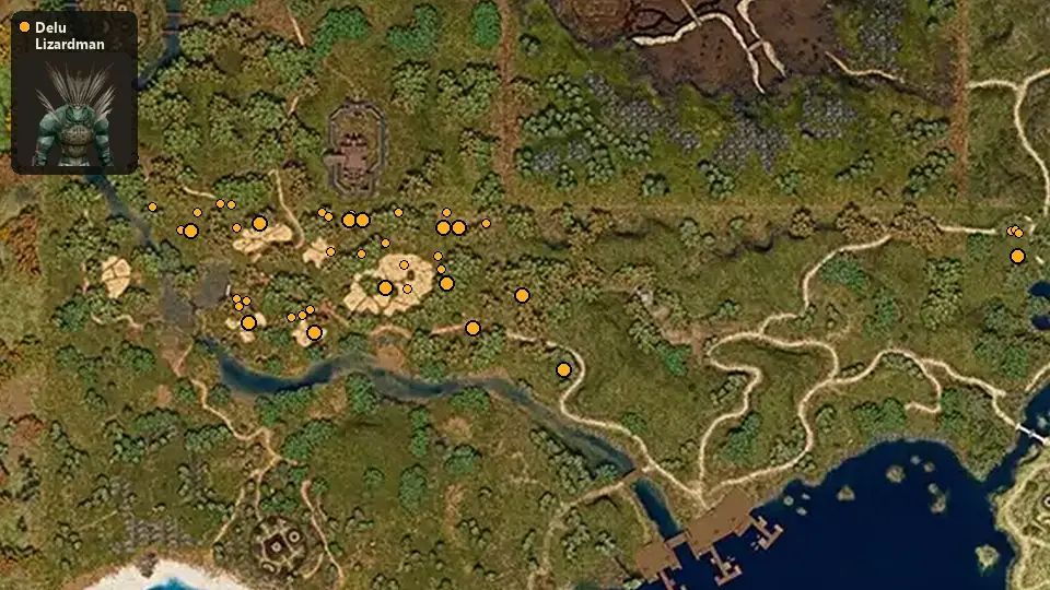 Map: where Delu Lizardman Shaman spawn