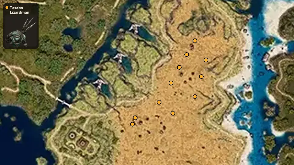 Map: where Tasaba Lizardman spawn