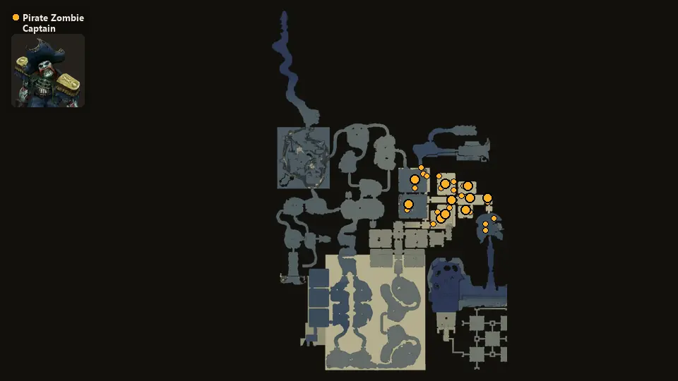 Map: where Pirate Zombie Captain spawn