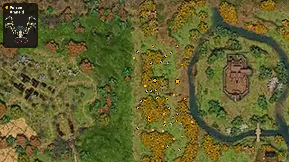 Map: where Poison Araneid spawn