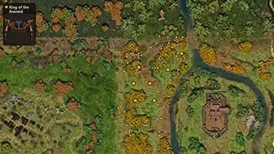 Map: where King of the Araneid spawn