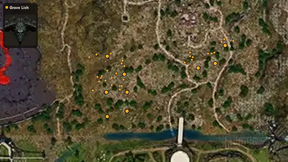 Map: where Grave Lich spawn