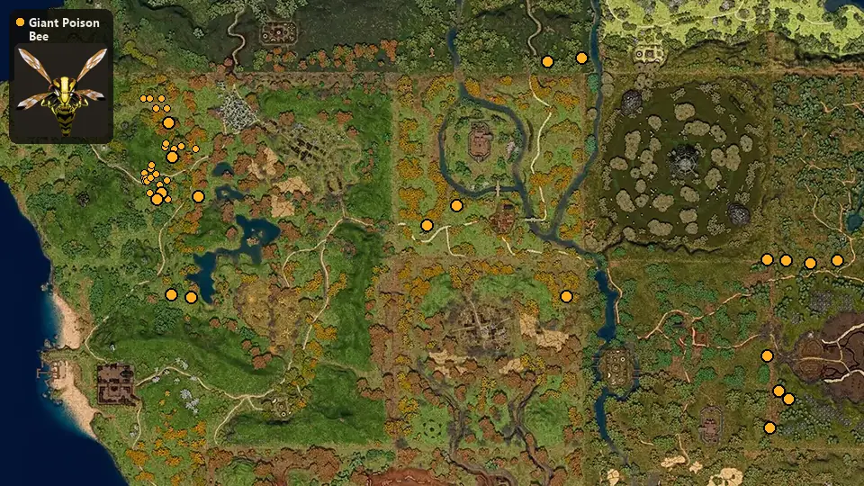 Map: where Giant Poison Bee spawn