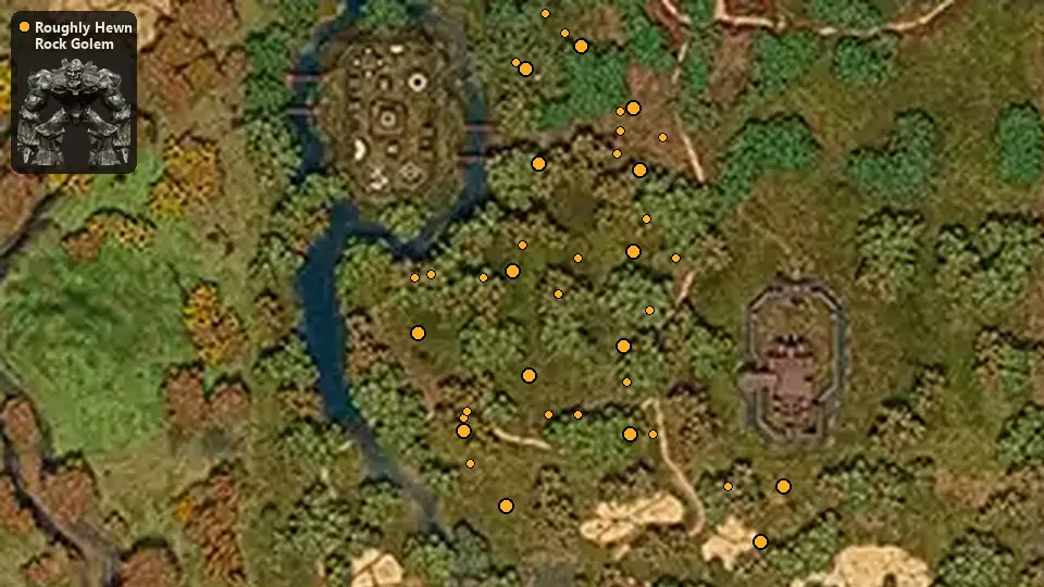 Карта: где стоят Roughly Hewn Rock Golem