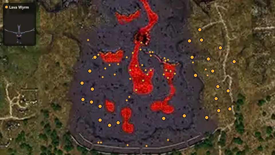 Map: where Lava Wyrm spawn