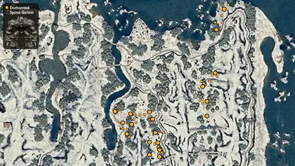 Map: where Enchanted Spine Golem spawn