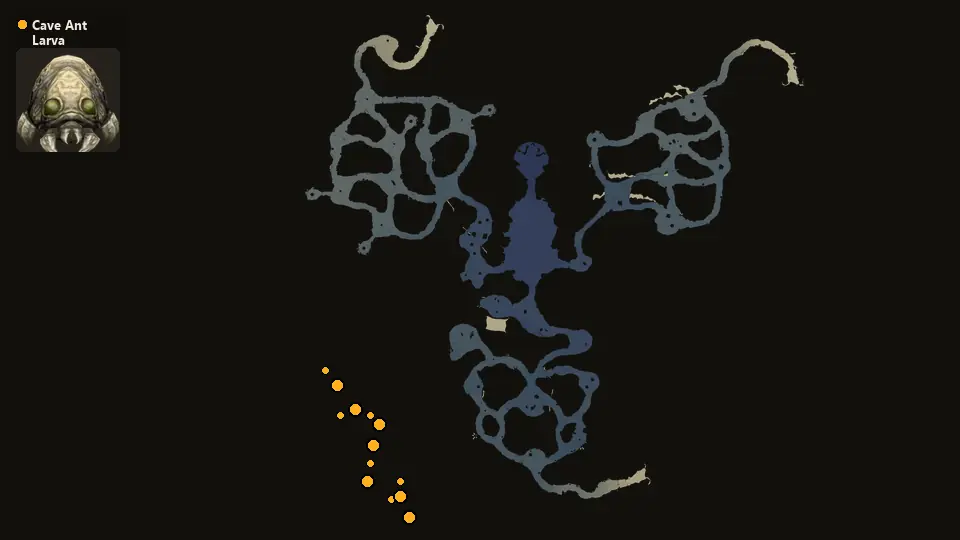 Map: where Cave Ant Larva spawn