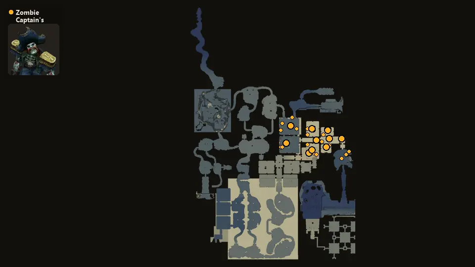 Map: where Zombie Captain's Spiritual Body spawn