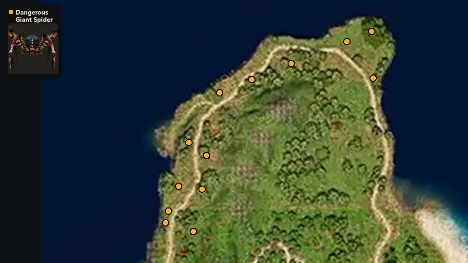 Map: where Dangerous Giant Spider spawn