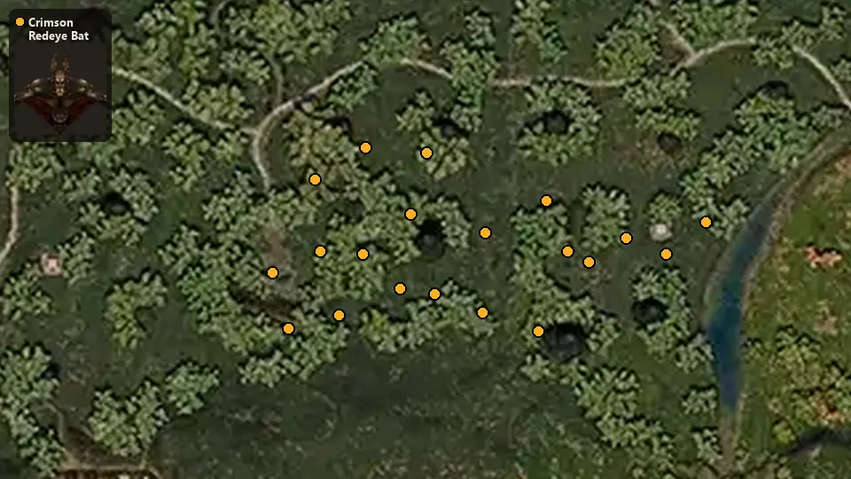 Map: where Crimson Redeye Bat spawn
