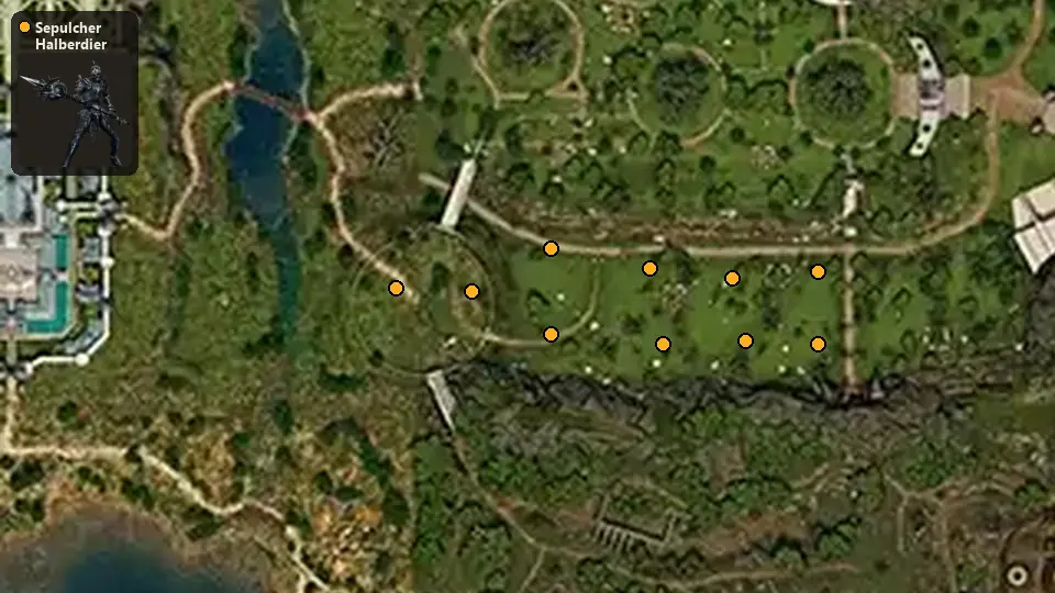 Map: where Sepulcher Halberdier spawn