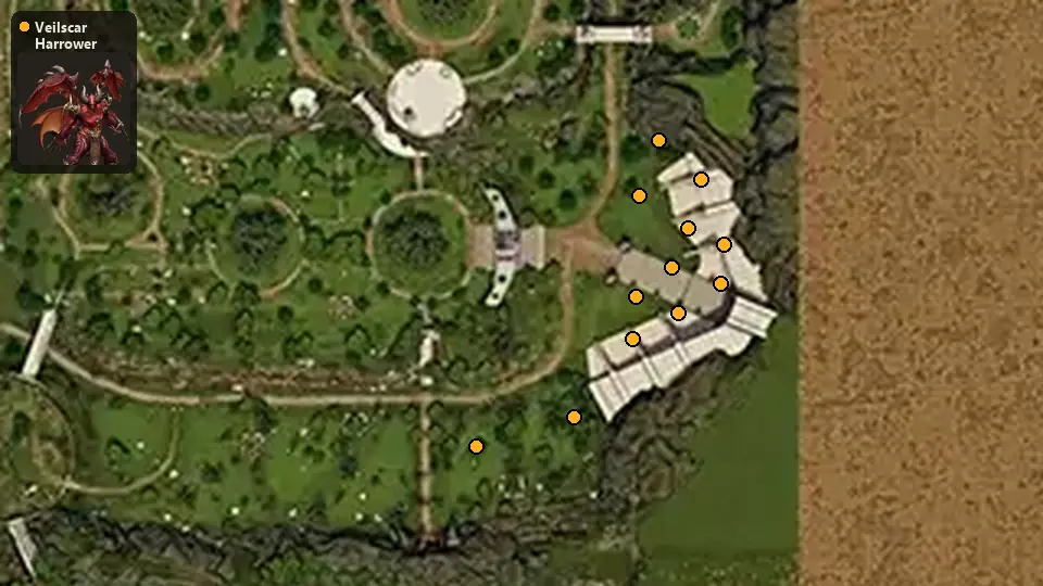 Map: where Veilscar Harrower spawn